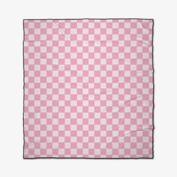 Pink Checkers Beach Blanket