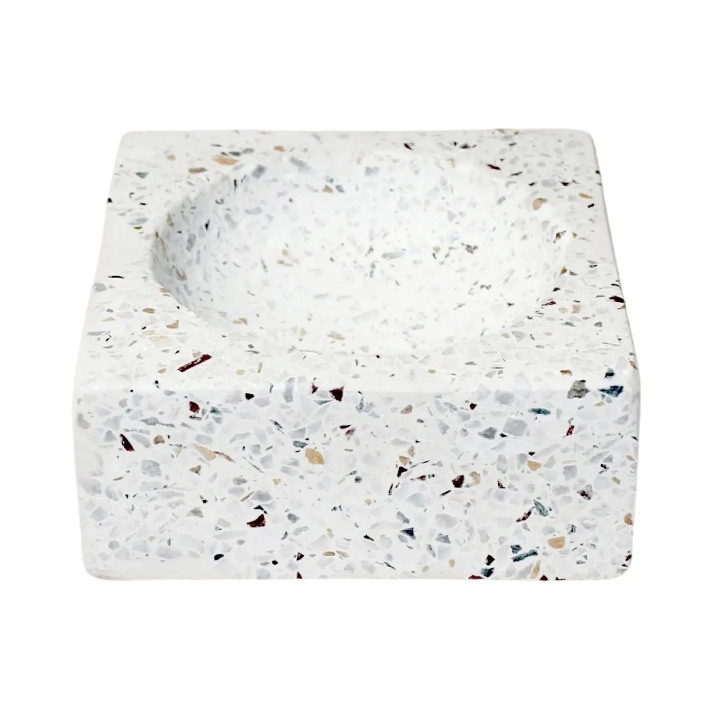 Square White Terrazzo with Multi Colored Chips Bowl