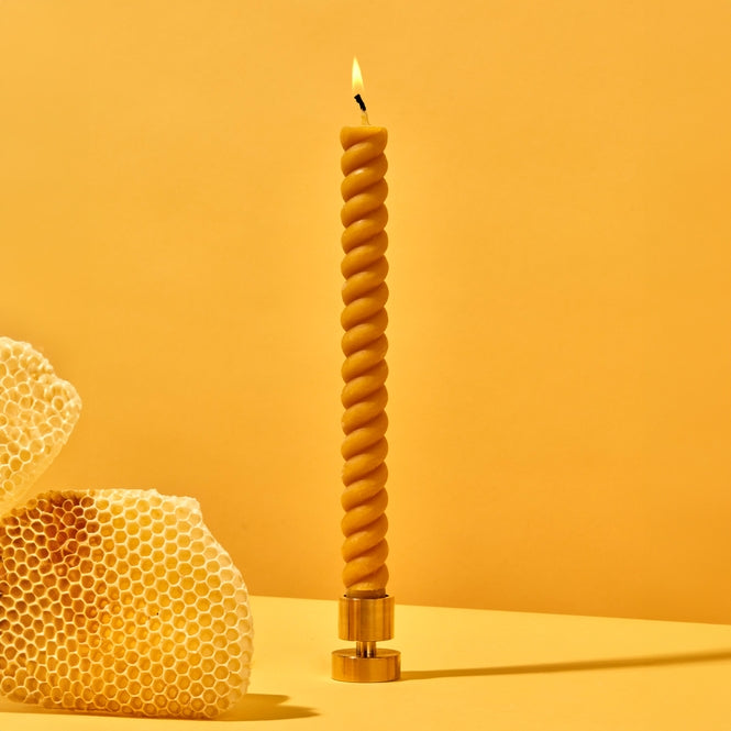 Spiral Beeswax Candles (2 Pack) - Natural