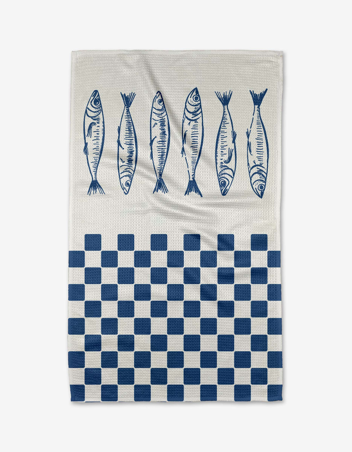 Sardine Check Blue Tea Towel