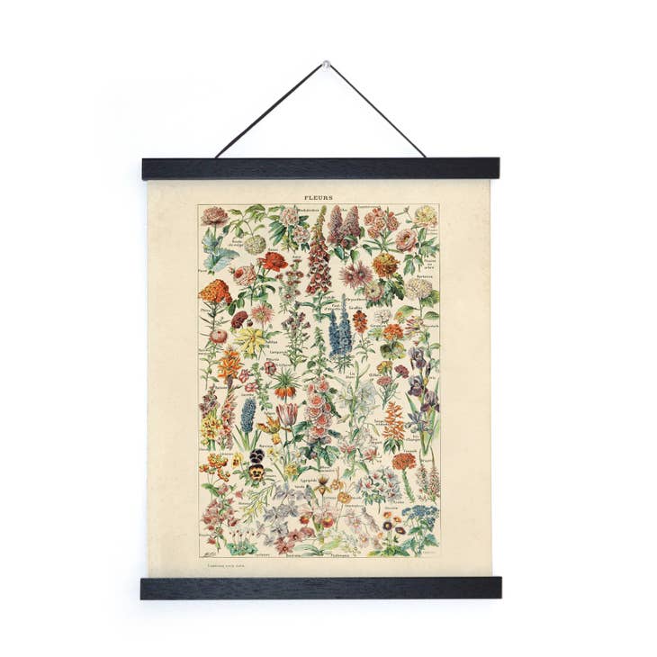 Vintage Botanical Fleurs Flower Print Wall Hanging