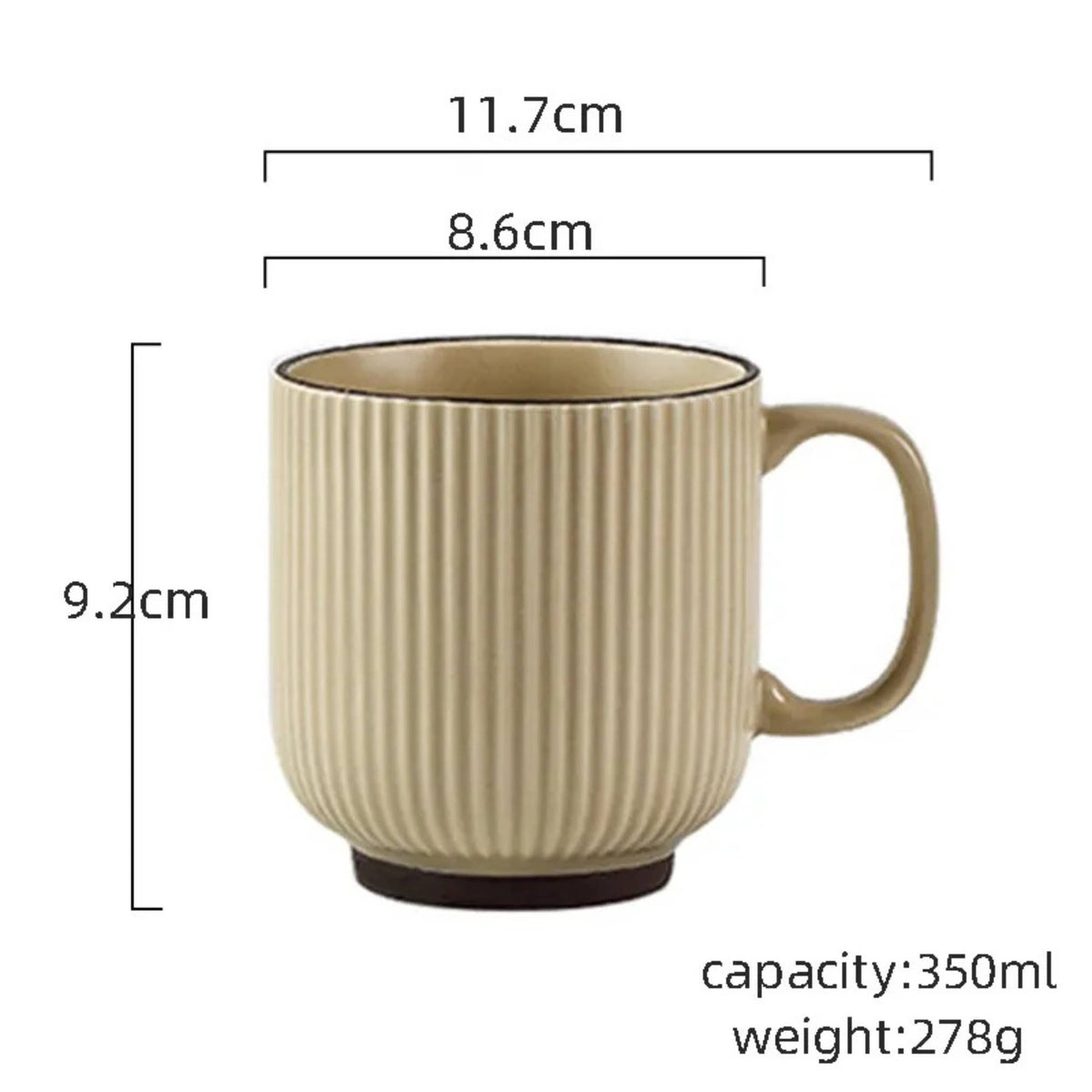 Coffee Mug with Striped Modern Vintage Nordic Style-12 oz : Green