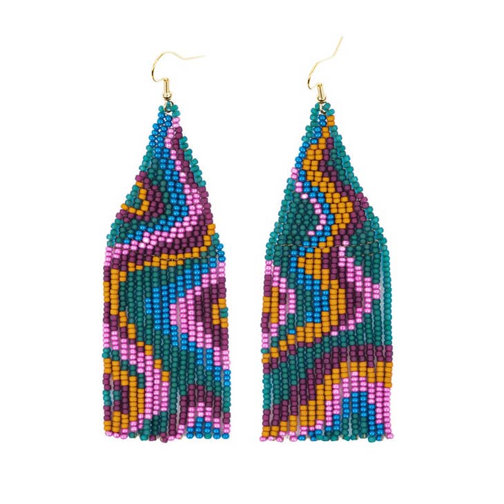 Beaded Psychedelic Fringe Earrings