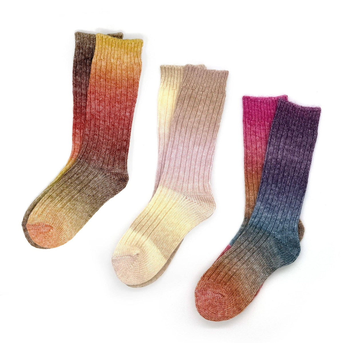 Ombre Sunset Knit Socks – Cozy & Colorful for Fall: Purple / Blue / Magenta