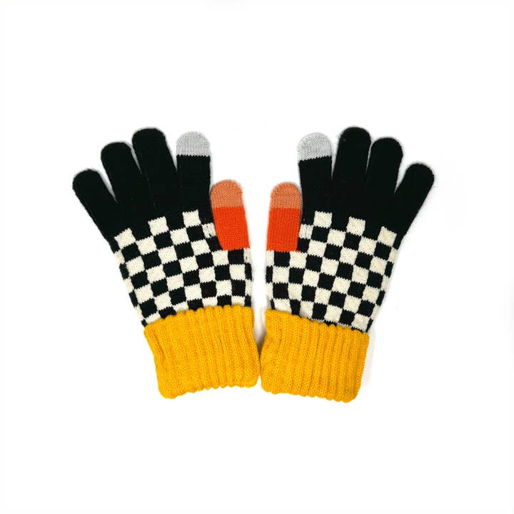 Color Block Touchscreen Gloves Orange