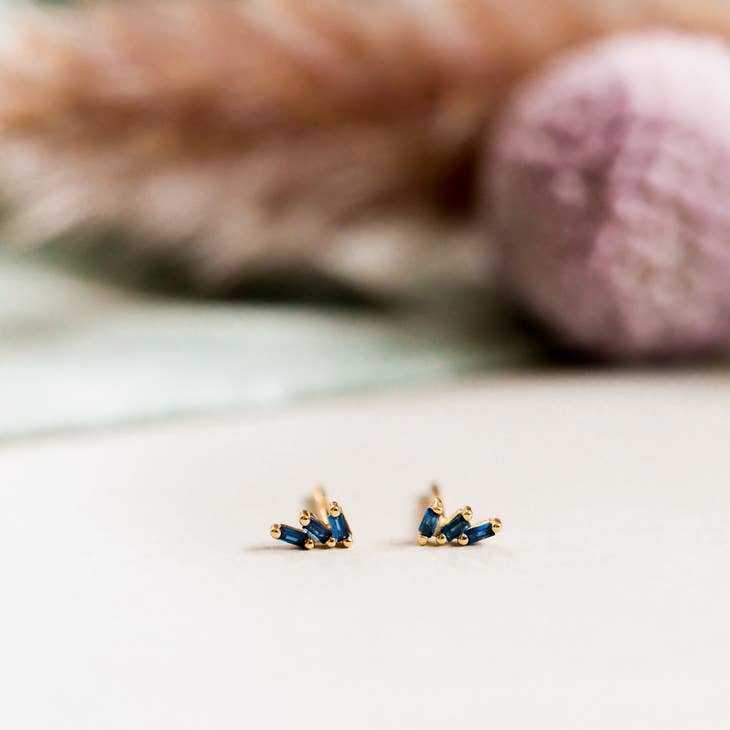 Sapphire Offset Trio Earrings