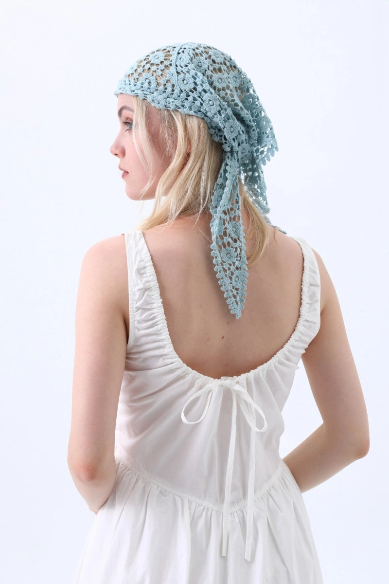 Floral Knit Crochet Headband – Boho Lace Scarf Wrap