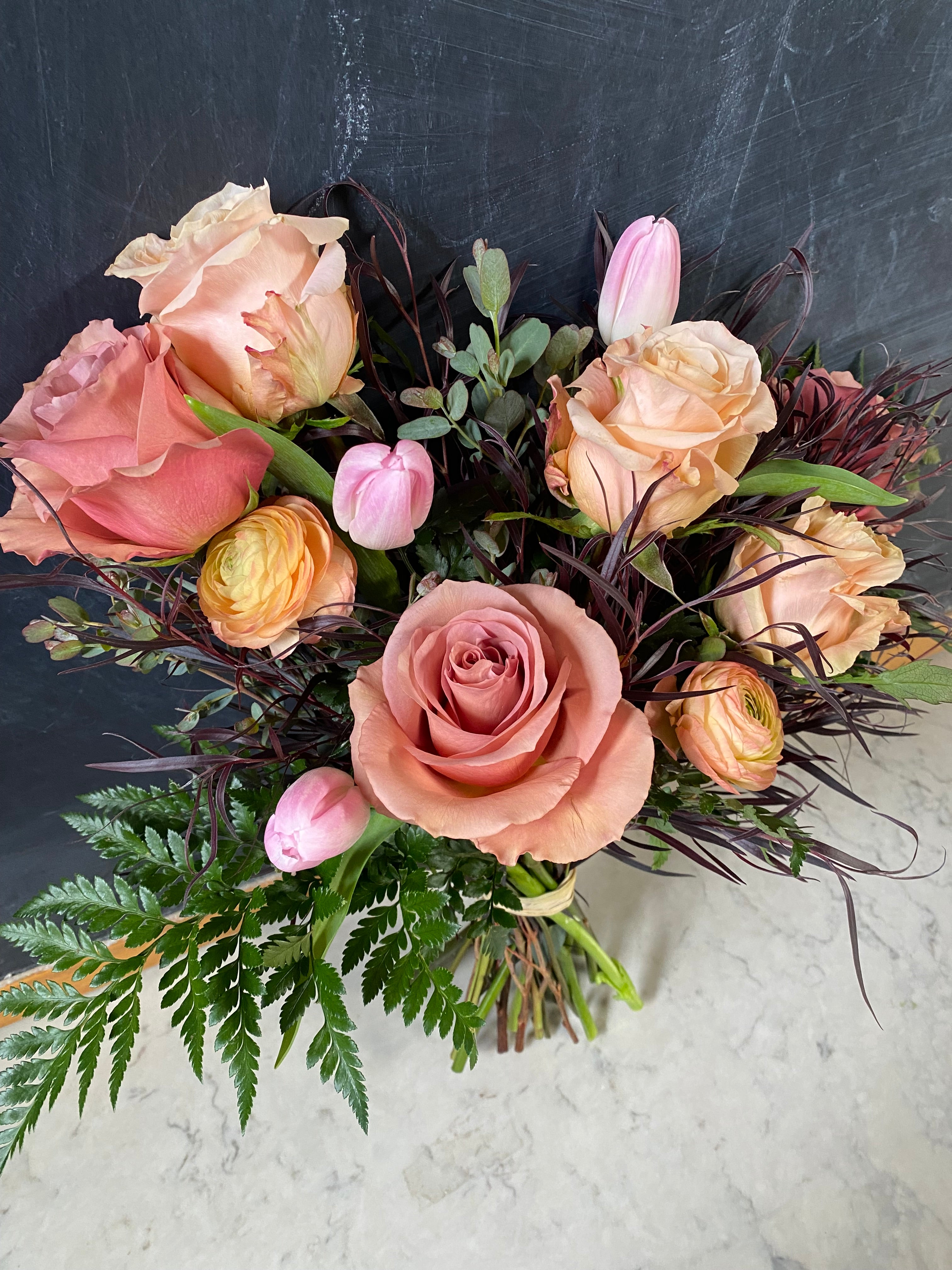 Mother's Day - Peaches & Guava Hand-Tie Arrangement