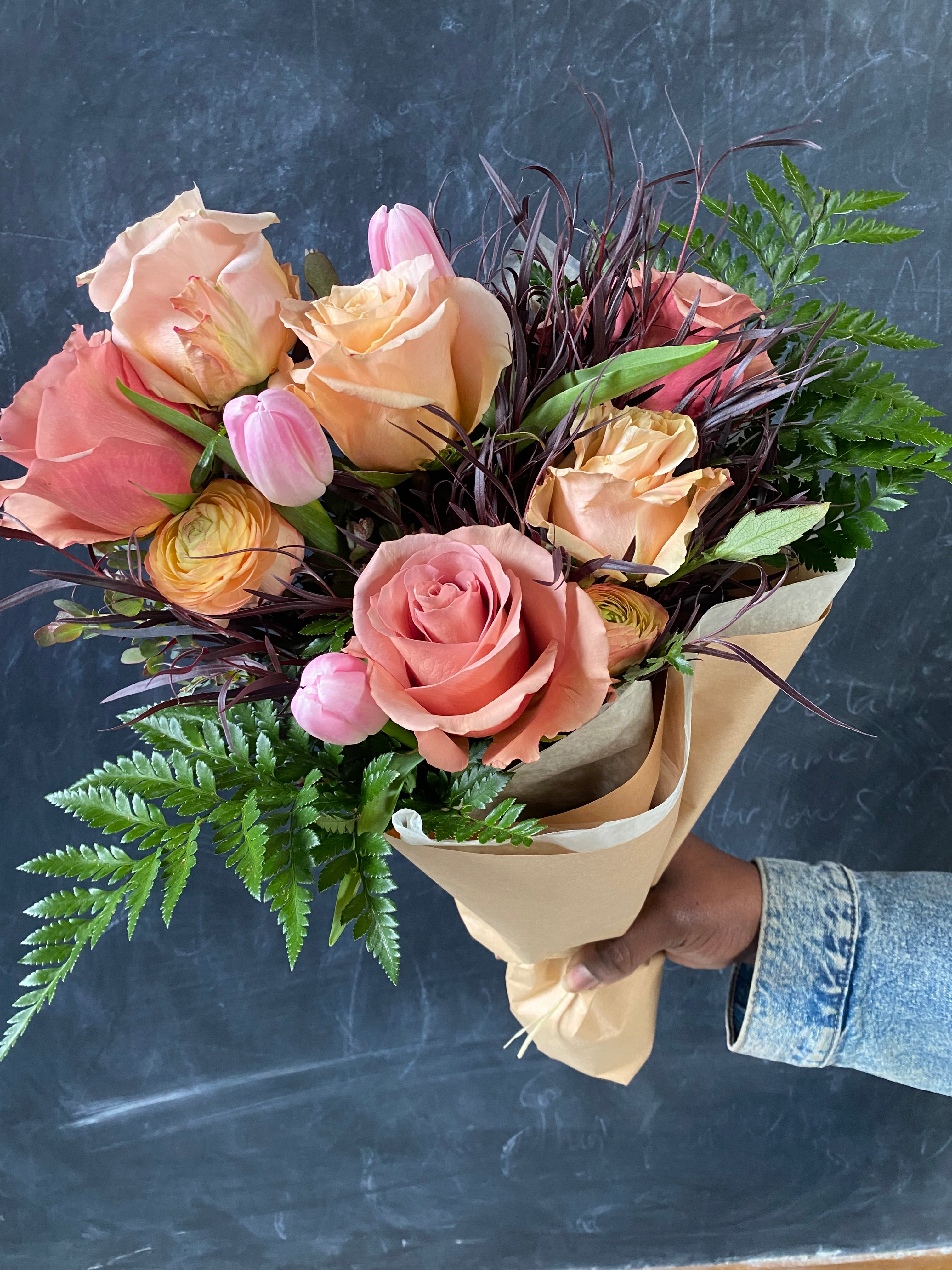 Mother's Day - Peaches & Guava Hand-Tie Arrangement