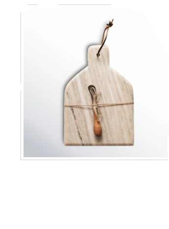 12" Marble Cutting Board & Stainless Steel & Wood Knife