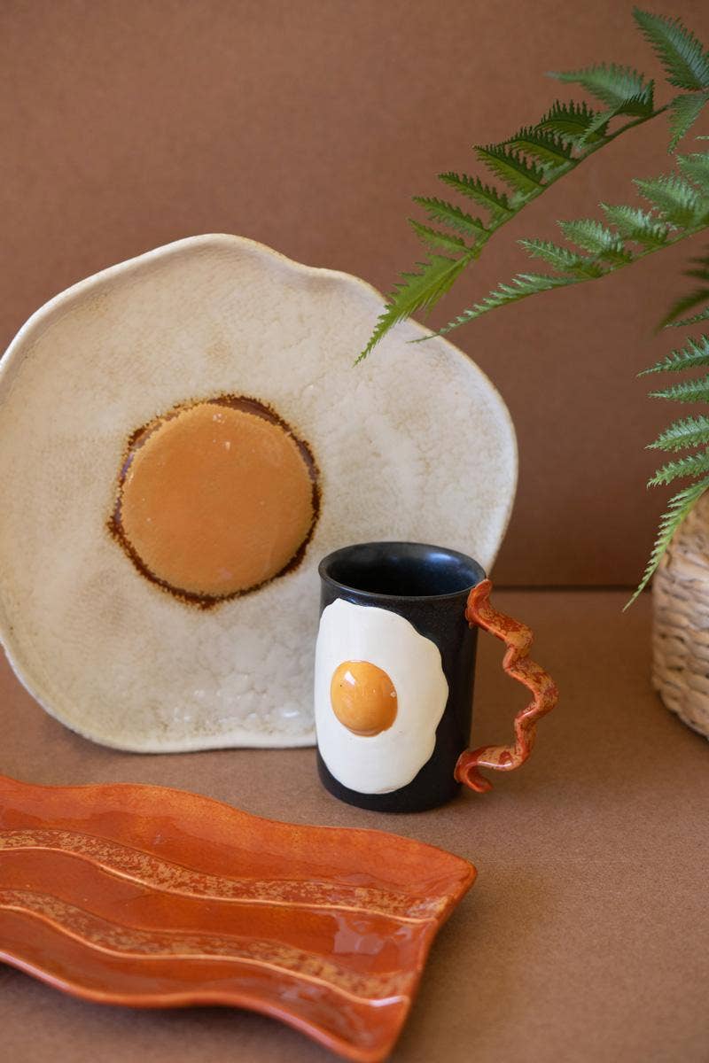 CERAMIC MUG - BACON AND EGGS: Multi / Ceramic / 5" x 3" x 4.5"t