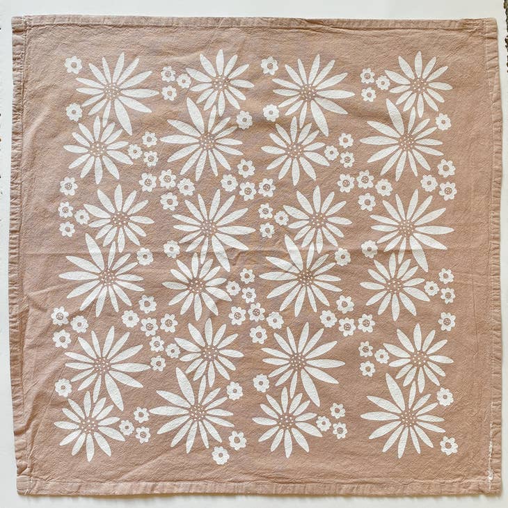 Fall Flowers On Taupe 20" Tea Towel - 100% Cotton