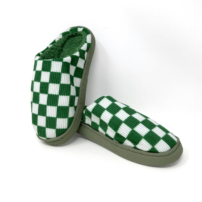 Slippers-Corduroy Checker