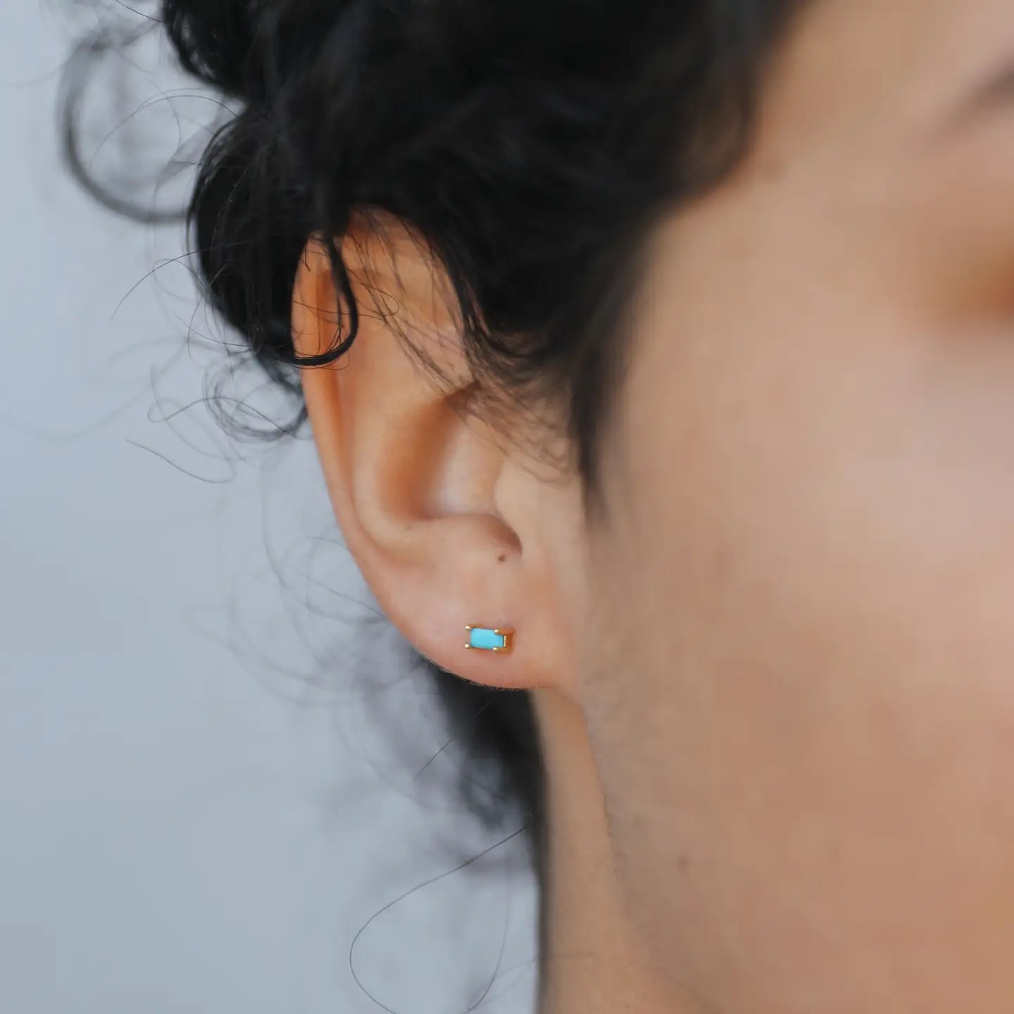 Baguette - Turquoise - Gold Earrings
