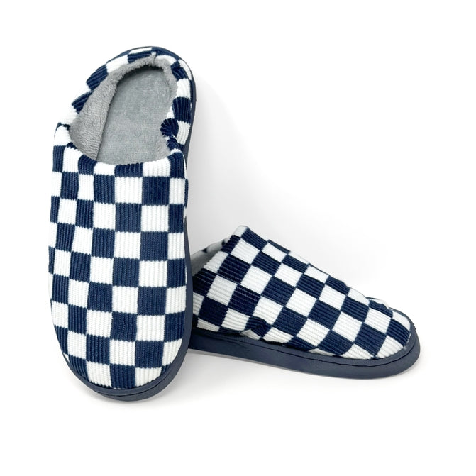 Slippers-Corduroy Checker