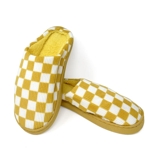 Slippers-Corduroy Checker