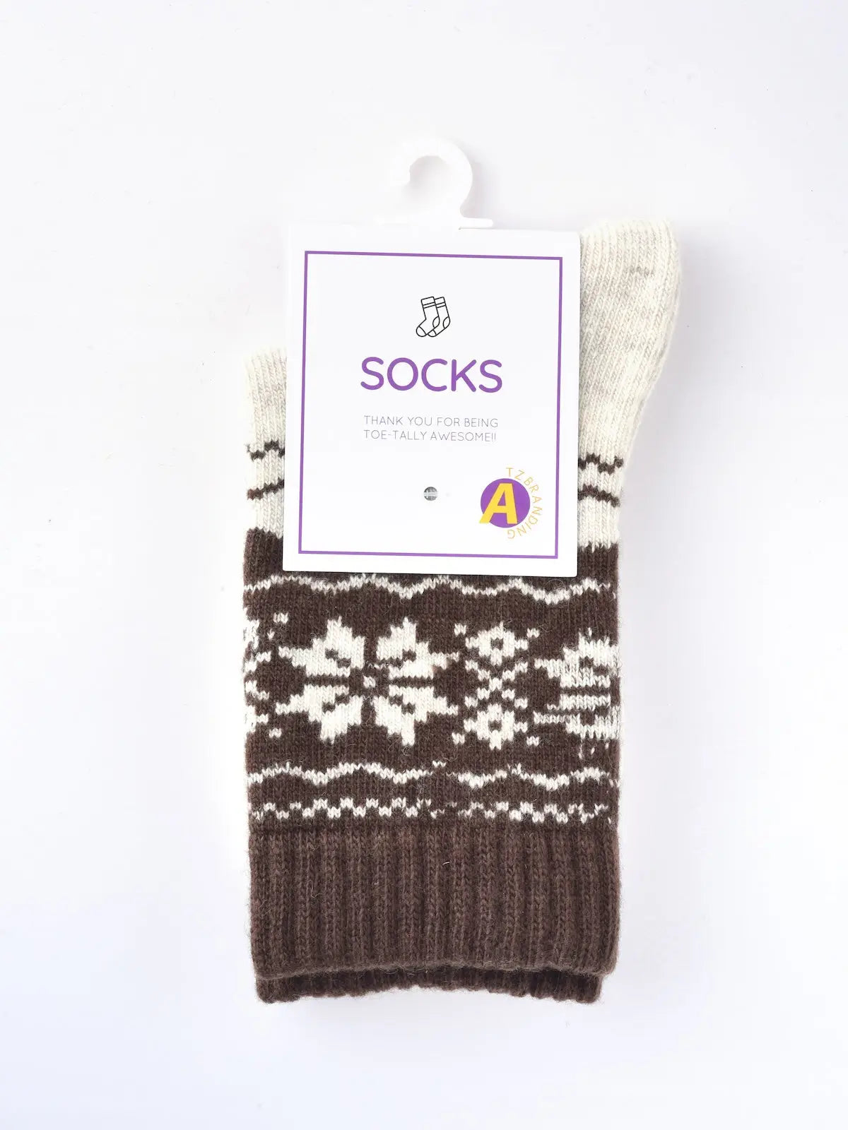 Snowflake Patterned Mid-calf Socks Beige