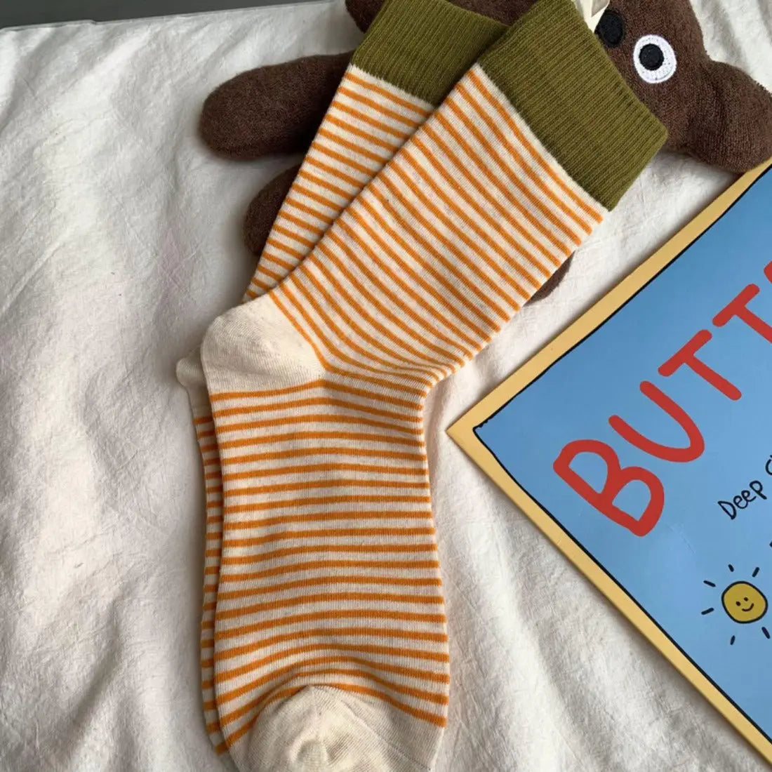 Rufia - Colorful Striped Socks Beige