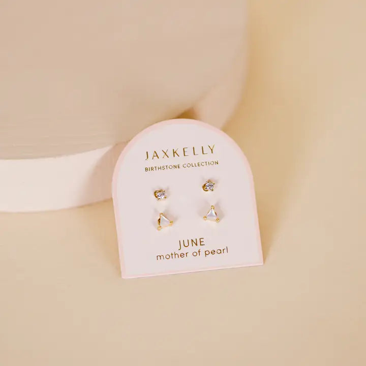 June Birthstone Stud Earring Set