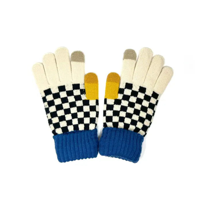 Color Block Touchscreen Gloves Blue