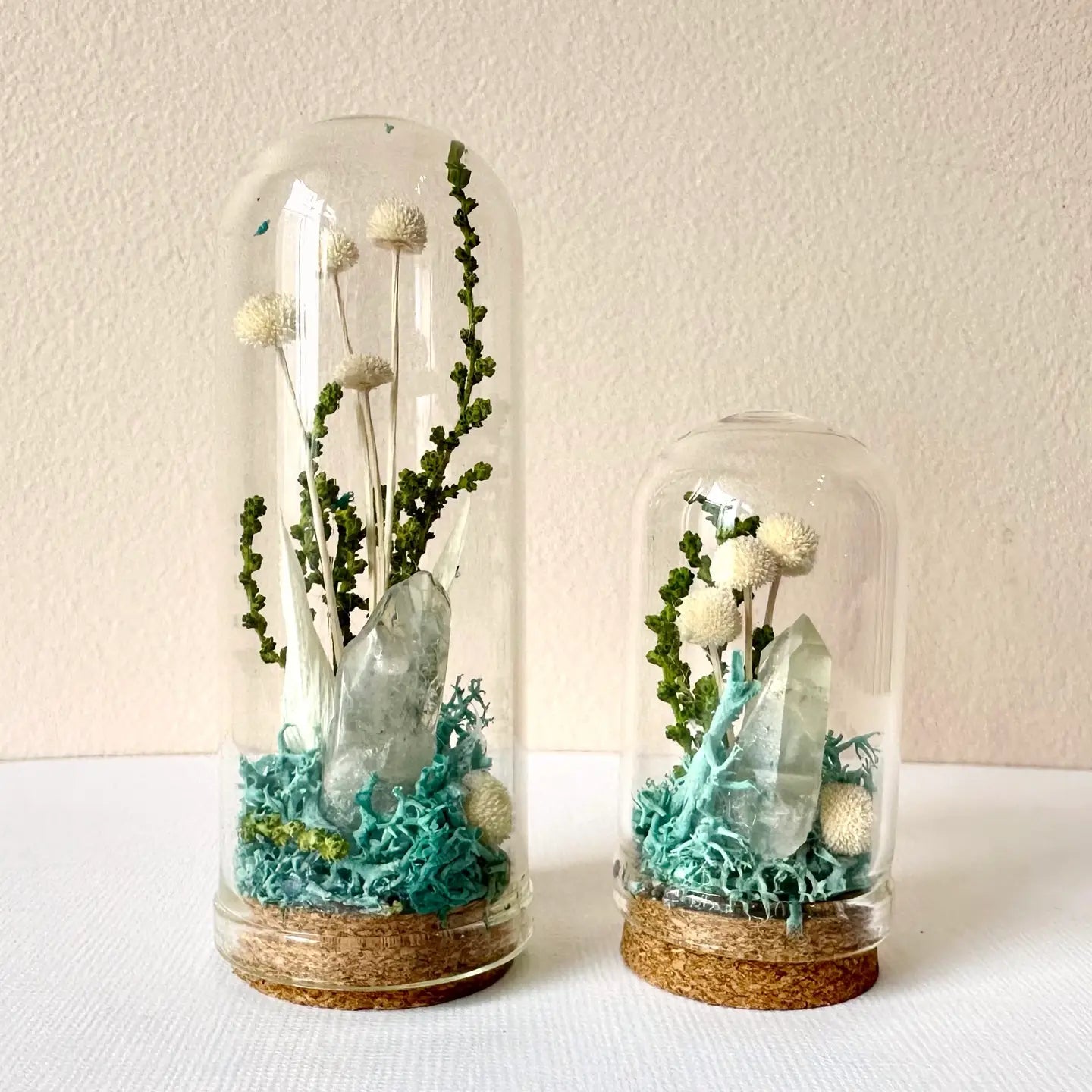 Blue Crystal Fairy Garden Mini Glass Cloche Terrarium