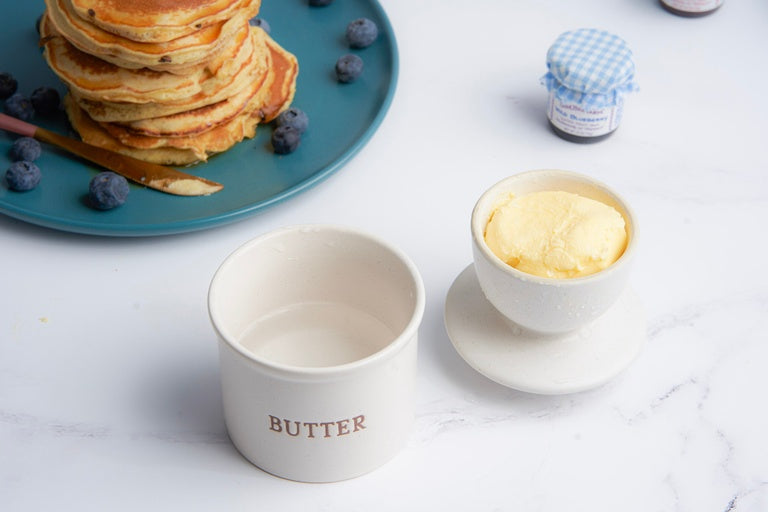 Kook French Butter Keeper Dish, Ceramic White