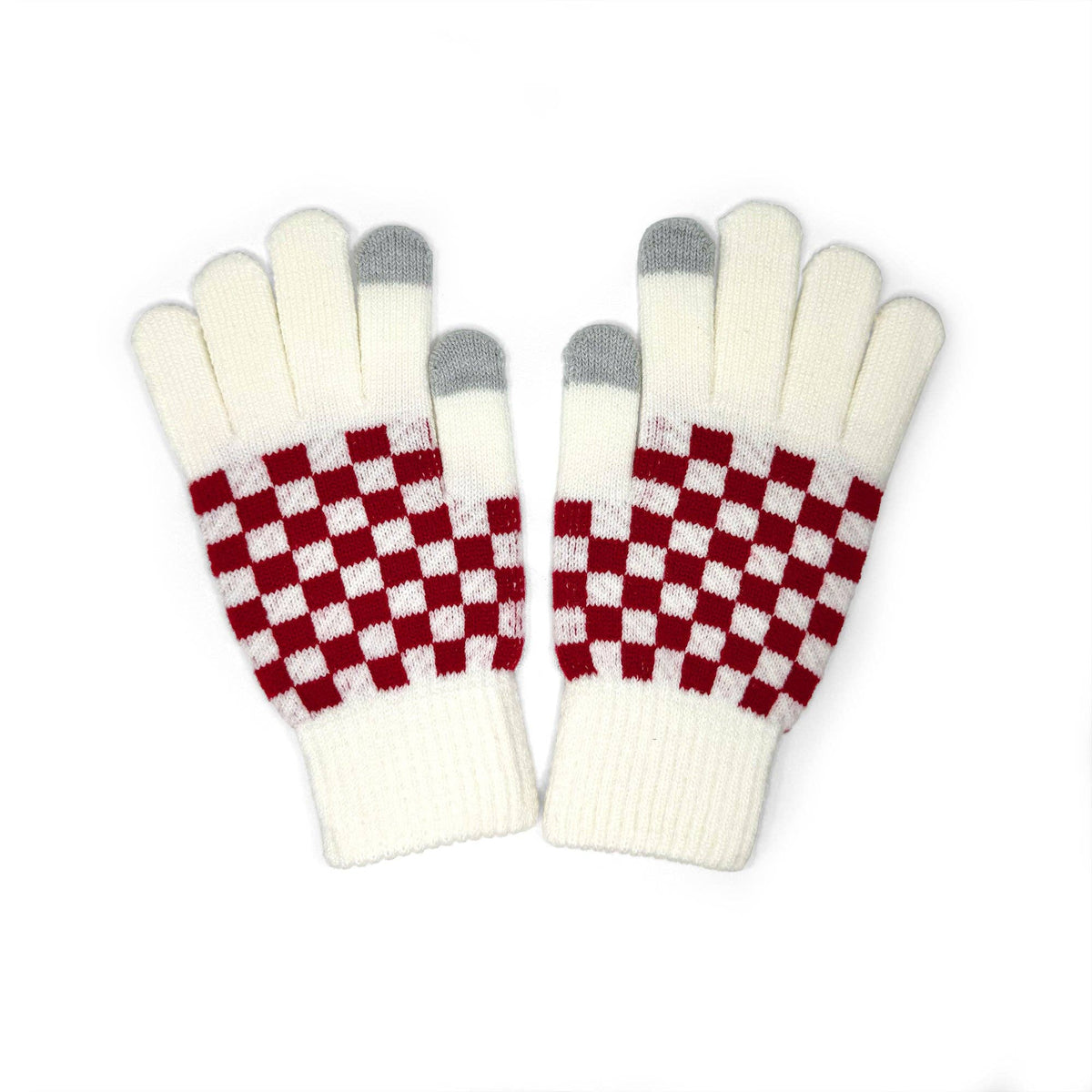 Cameron Checkerboard Touchscreen Gloves – Unisex Style: Dark Salmon