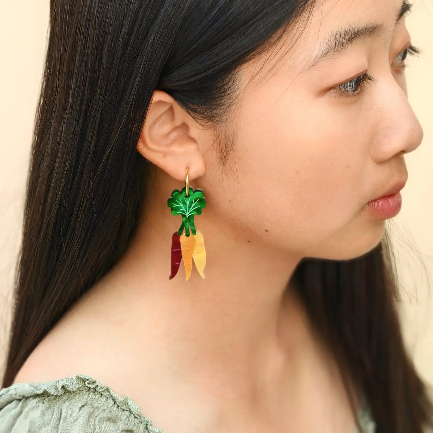Rainbow Carrot Dangle Earrings