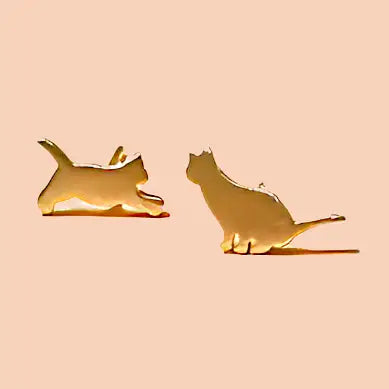 Cat Therapy Studs - 18K Gold Plated