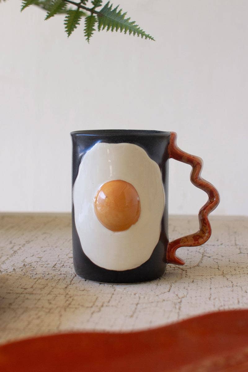 CERAMIC MUG - BACON AND EGGS: Multi / Ceramic / 5" x 3" x 4.5"t
