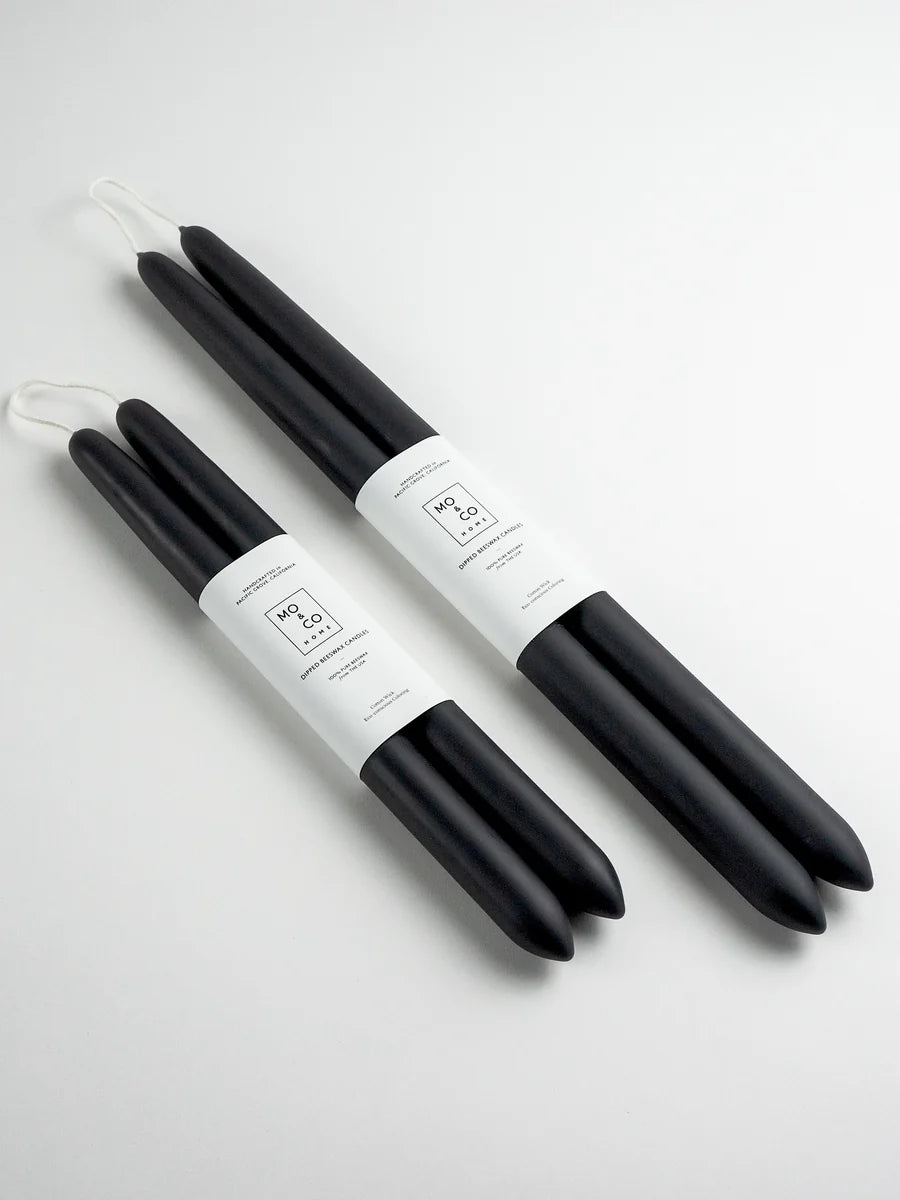 Charcoal Beeswax Dipped Taper Candle 14"