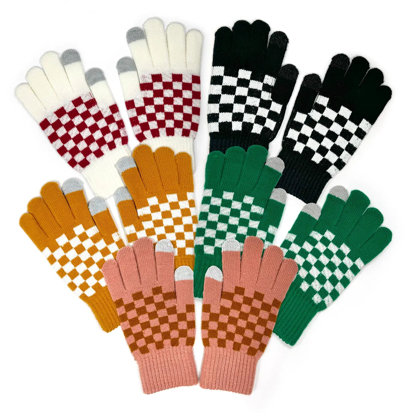 Checkerboard Touchscreen Unisex Gloves