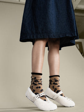 Cheetah Cashmere Crew Socks