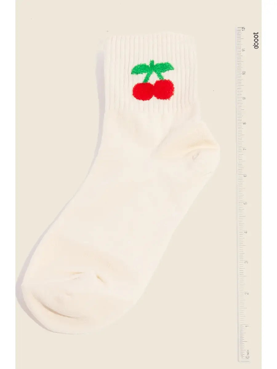 Cherry Embroidered Socks