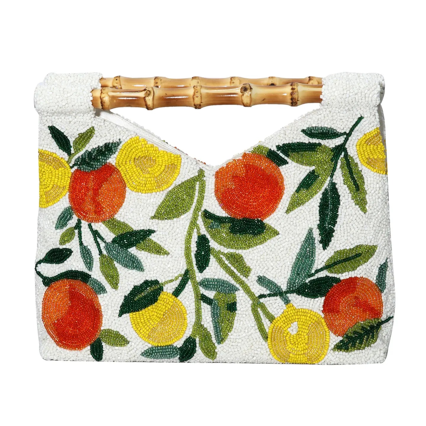 Citrus Beaded Purse with Bamboo Handle