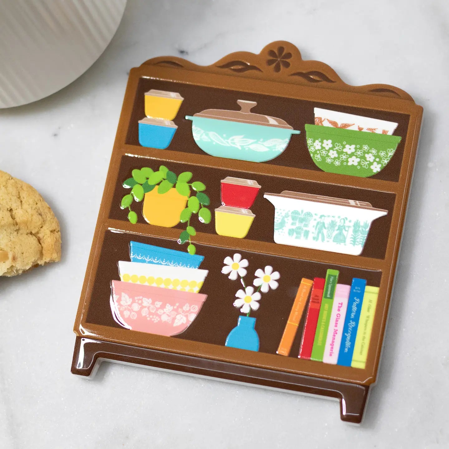 Retro Kitchen Hutch Ceramic Coaster – Pyrex-Inspired Gift