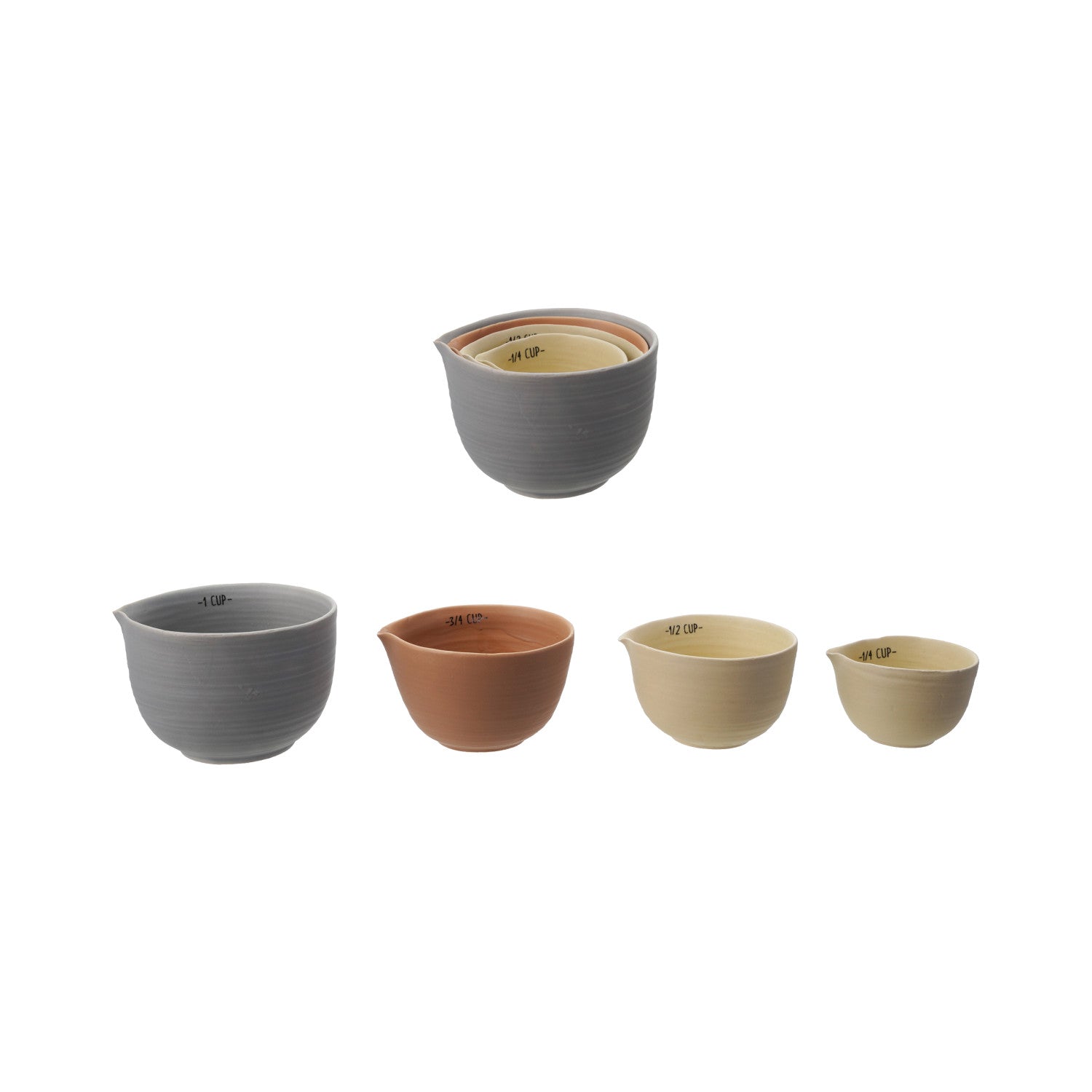 Nesting Measuring Cups, Matte Finish, Set of Four