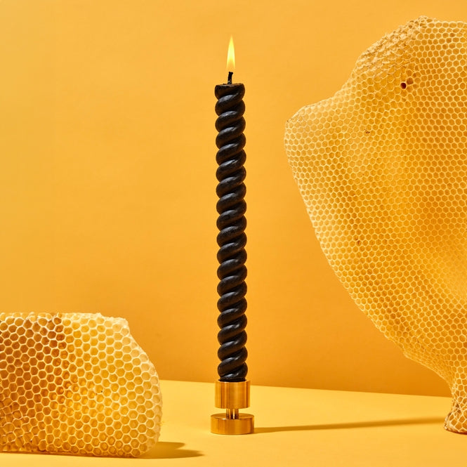 Spiral Beeswax Candles (2 Pack) - Black