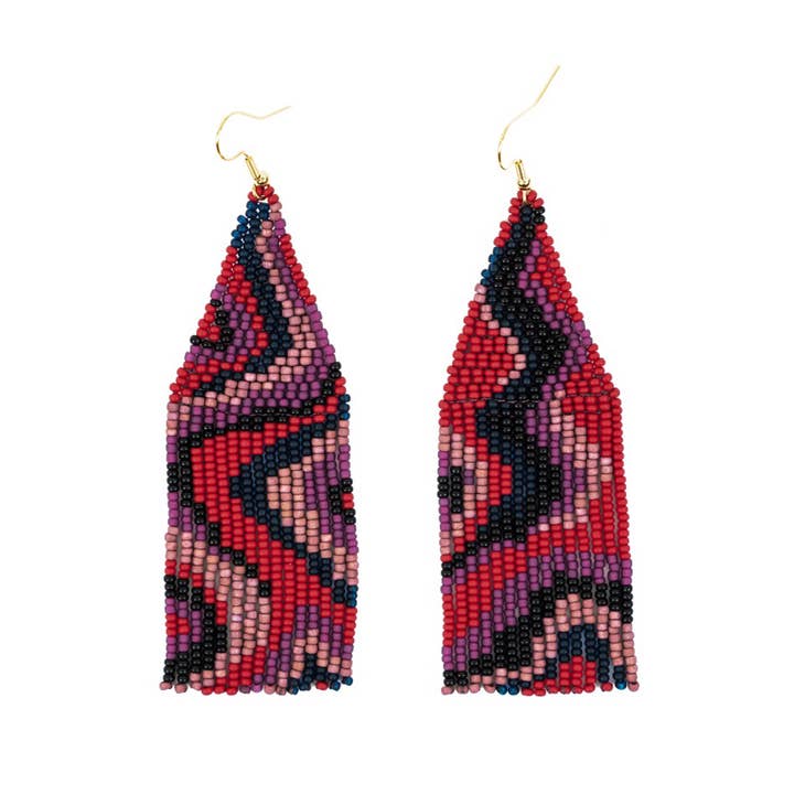 Beaded Psychedelic Fringe Earrings