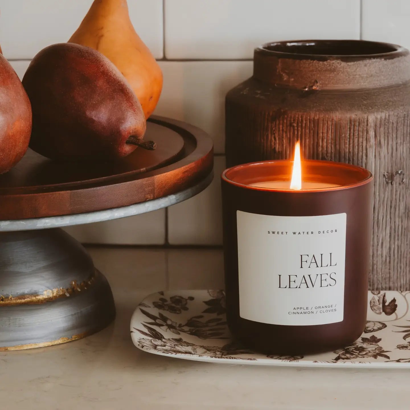 Fall Leaves 15 oz Candle, Matte Jar - Fall Decor