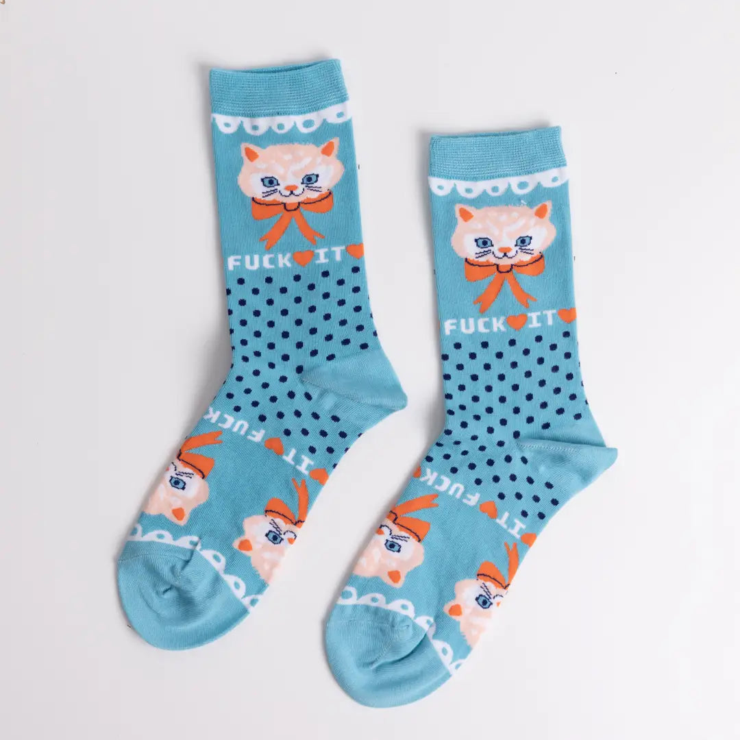 F*Ck It Kitty - Small Crew Socks