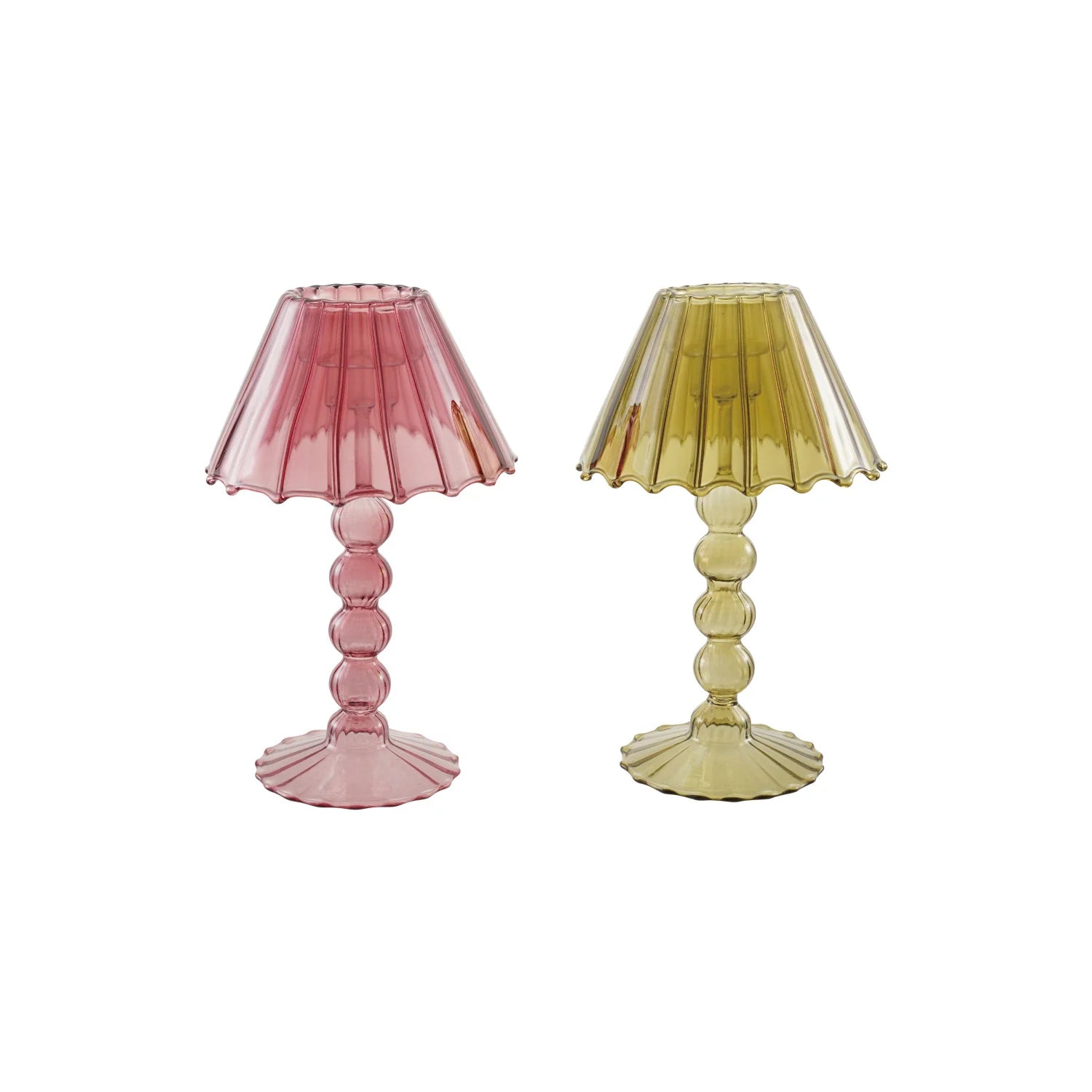 Glass Scalloped Table Light Tealight / Taper Holder
