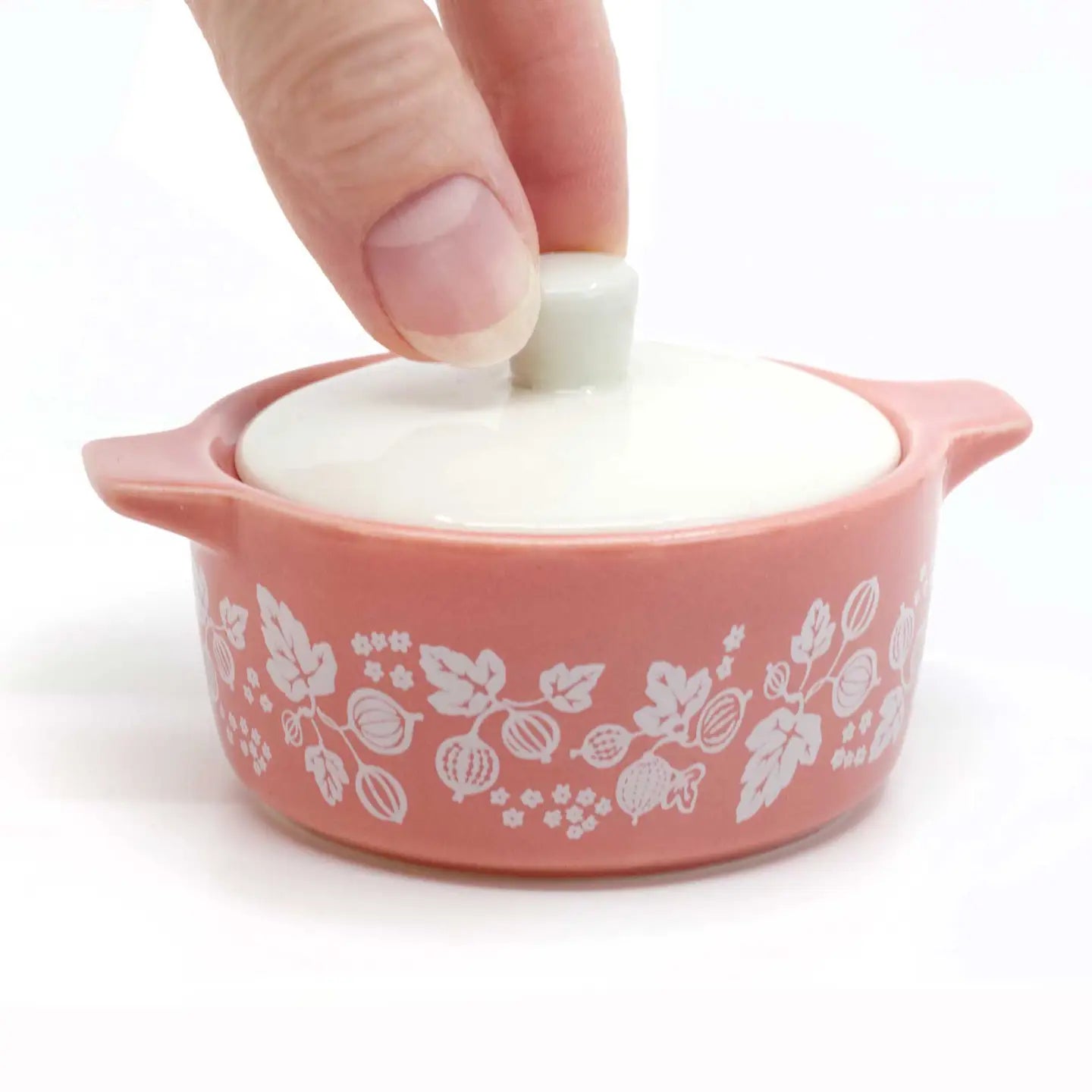 Pyrex-Inspired Casserole Ceramic Trinket Box Gooseberry