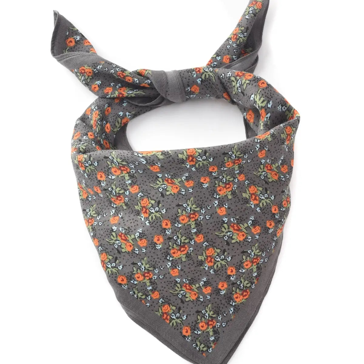 Vintage Floral Square Scarf Gray
