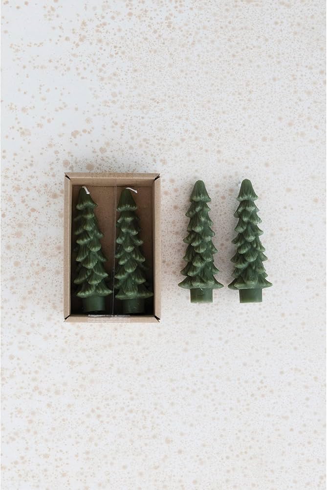 Unscented Tree Shaped Taper Candles, Set of 2