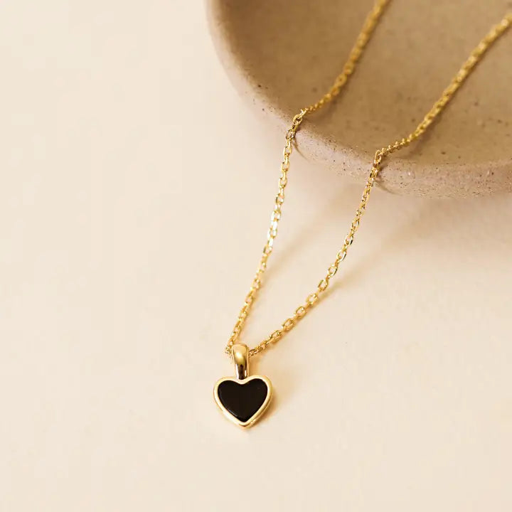 Black Tourmaline Heart Pendant Necklace - Main Image