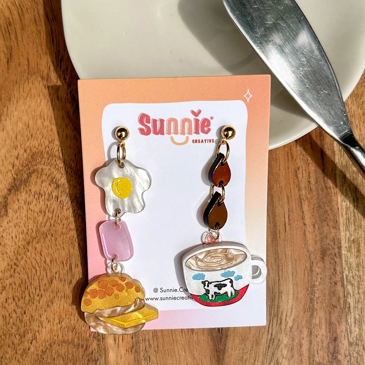 Hong Kong Cafe Breakfast Mismatch Earrings