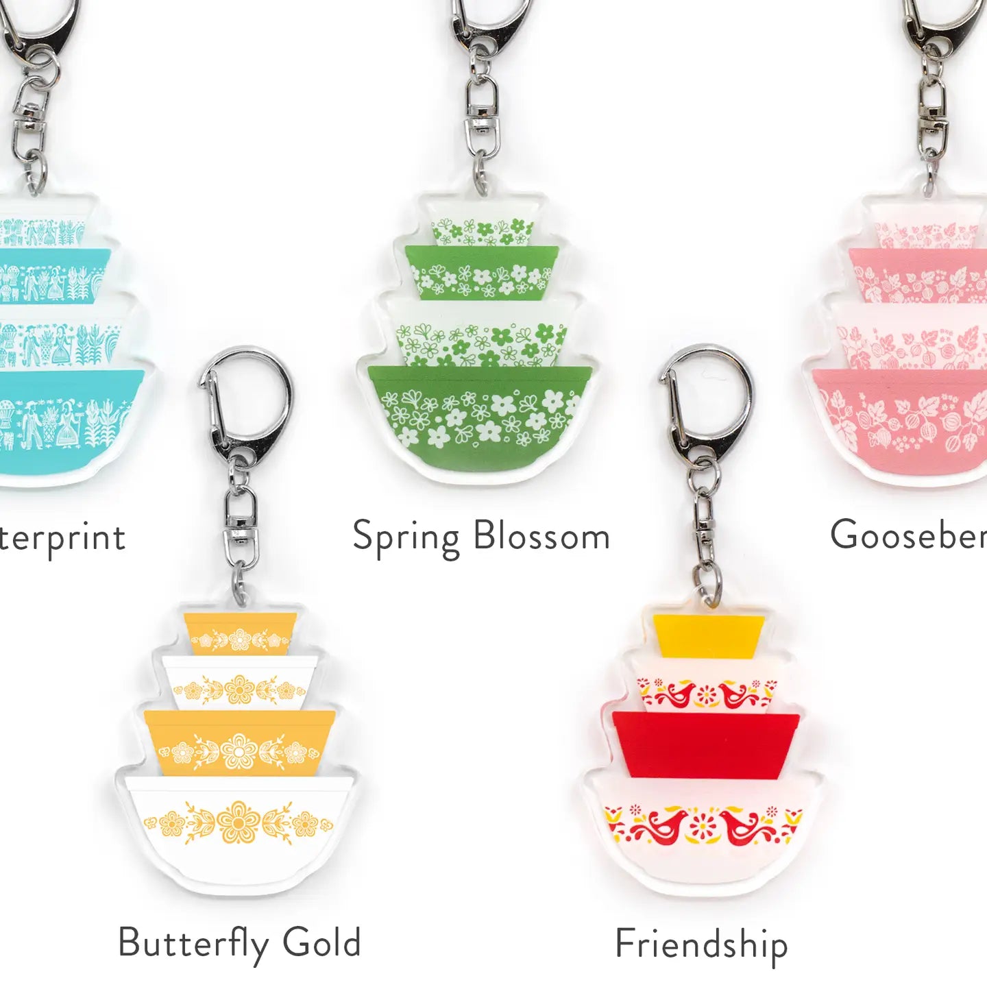 Pyrex-Inspired Mixing Bowl Keychain – Retro Keyring