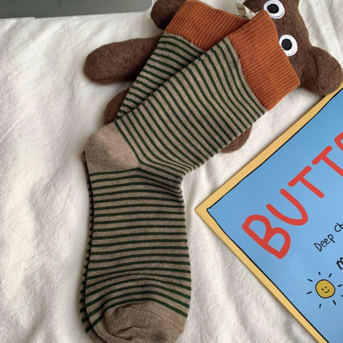 Rufia - Colorful Striped Socks Khaki