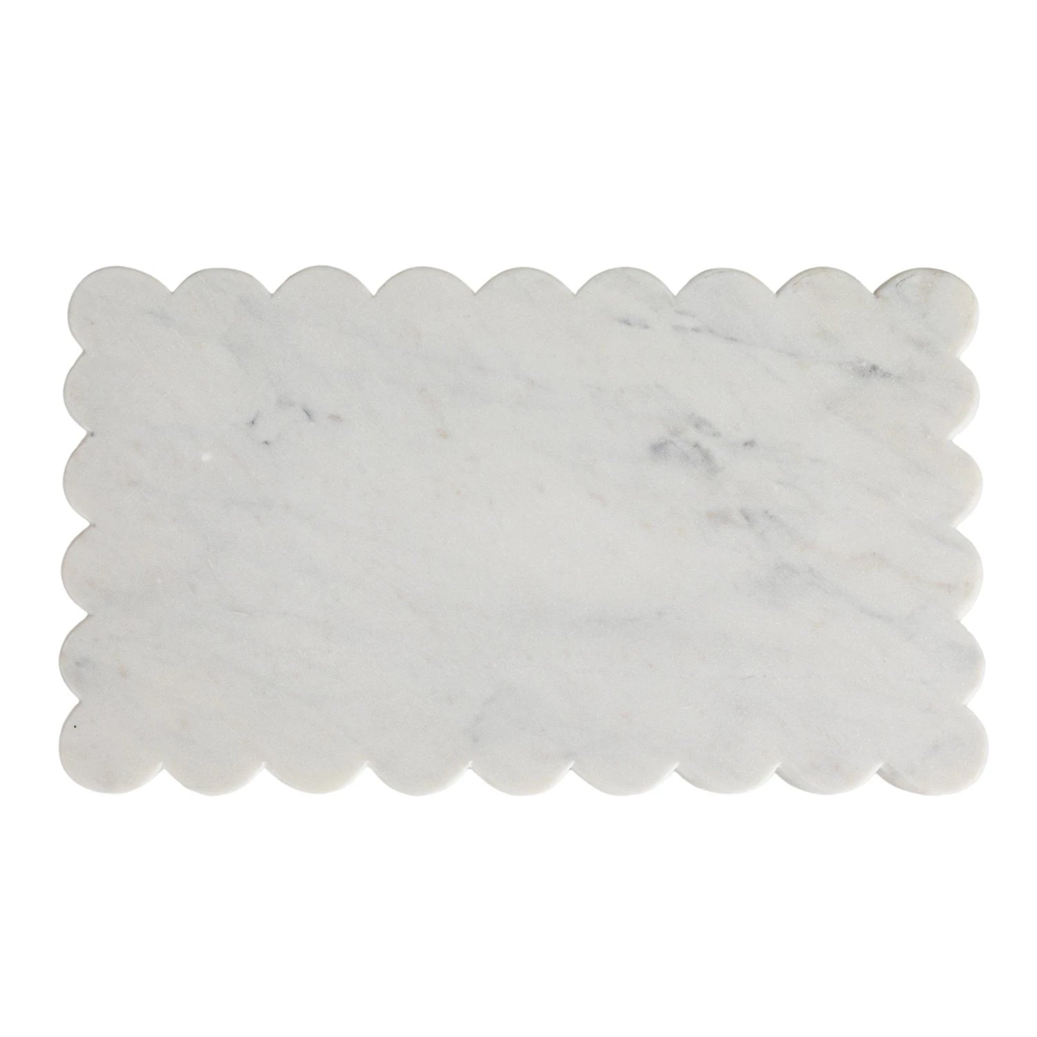 Marble Cheese/Cutting Board w/ Scalloped Edge, White